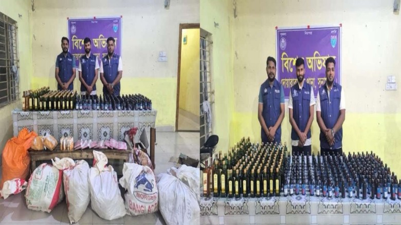 দোয়ারাবাজারে পুলিশের অভিযানে ভারতীয় মাদক ও চোরাচালানি পণ্য উ